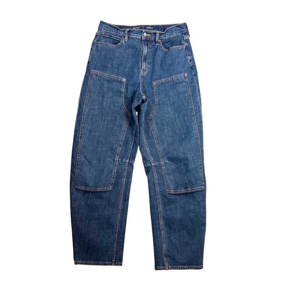 Old Navy High Rise Barrel Leg Jean Sz 10 Double Knee Utility Relaxed Denim